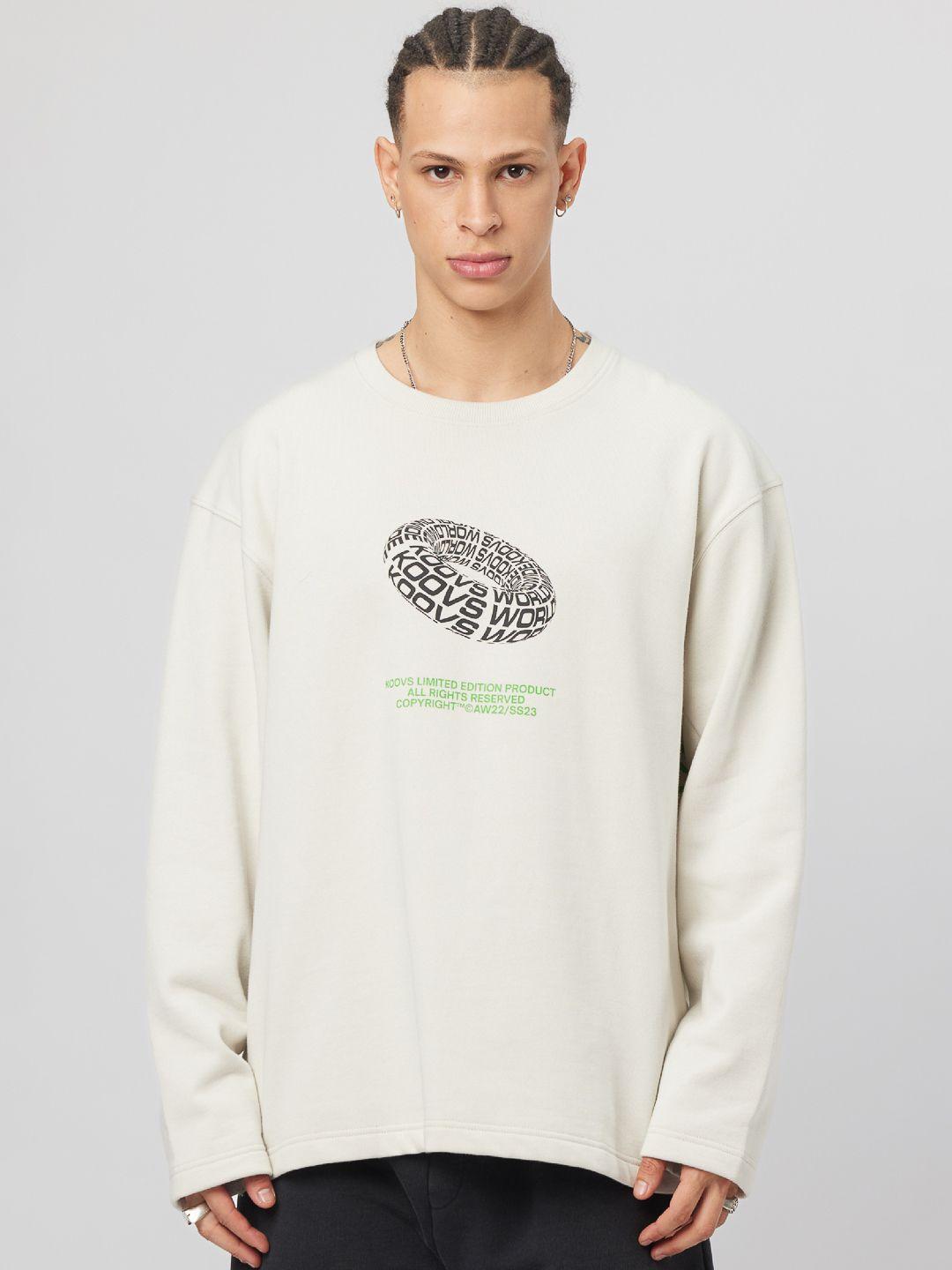 koovs disc graphic printed pure cotton pullover sweatshirt