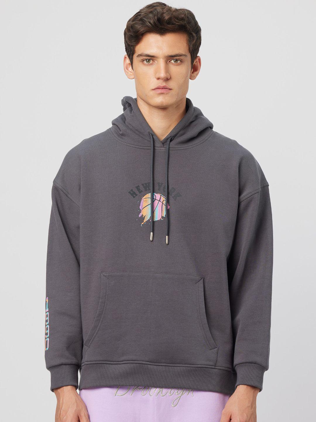 koovs graphic printed cotton hooded pullover sweatshirt