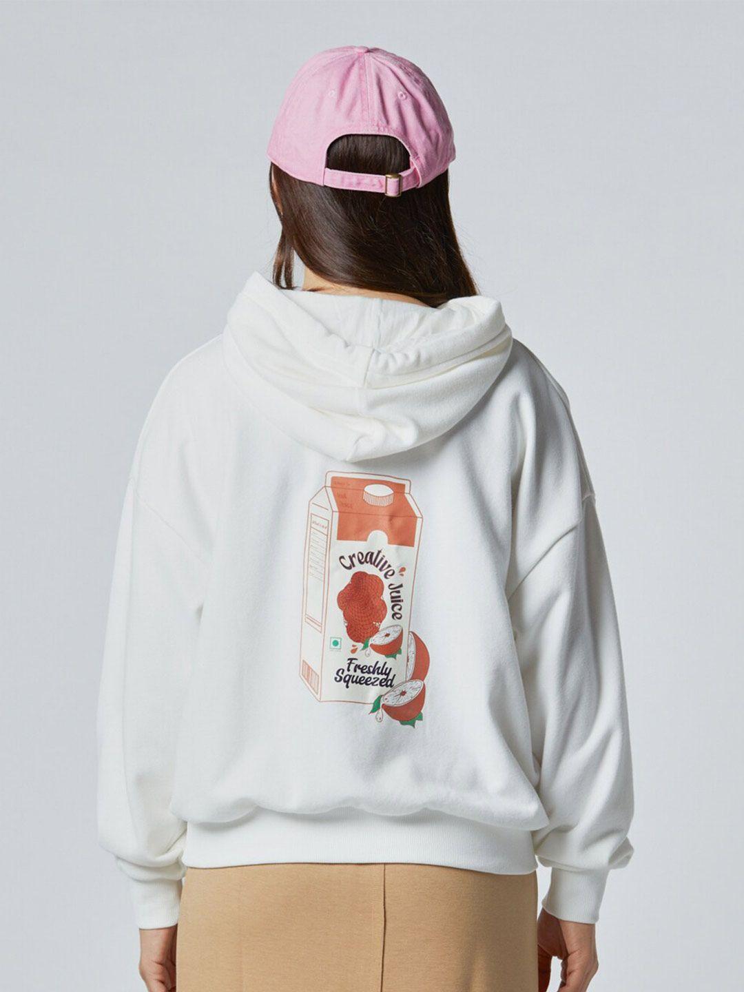 koovs graphic printed hooded pure cotton sweatshirt