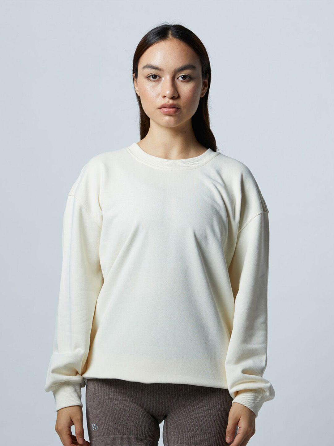 koovs round neck pure cotton oversized sweatshirt
