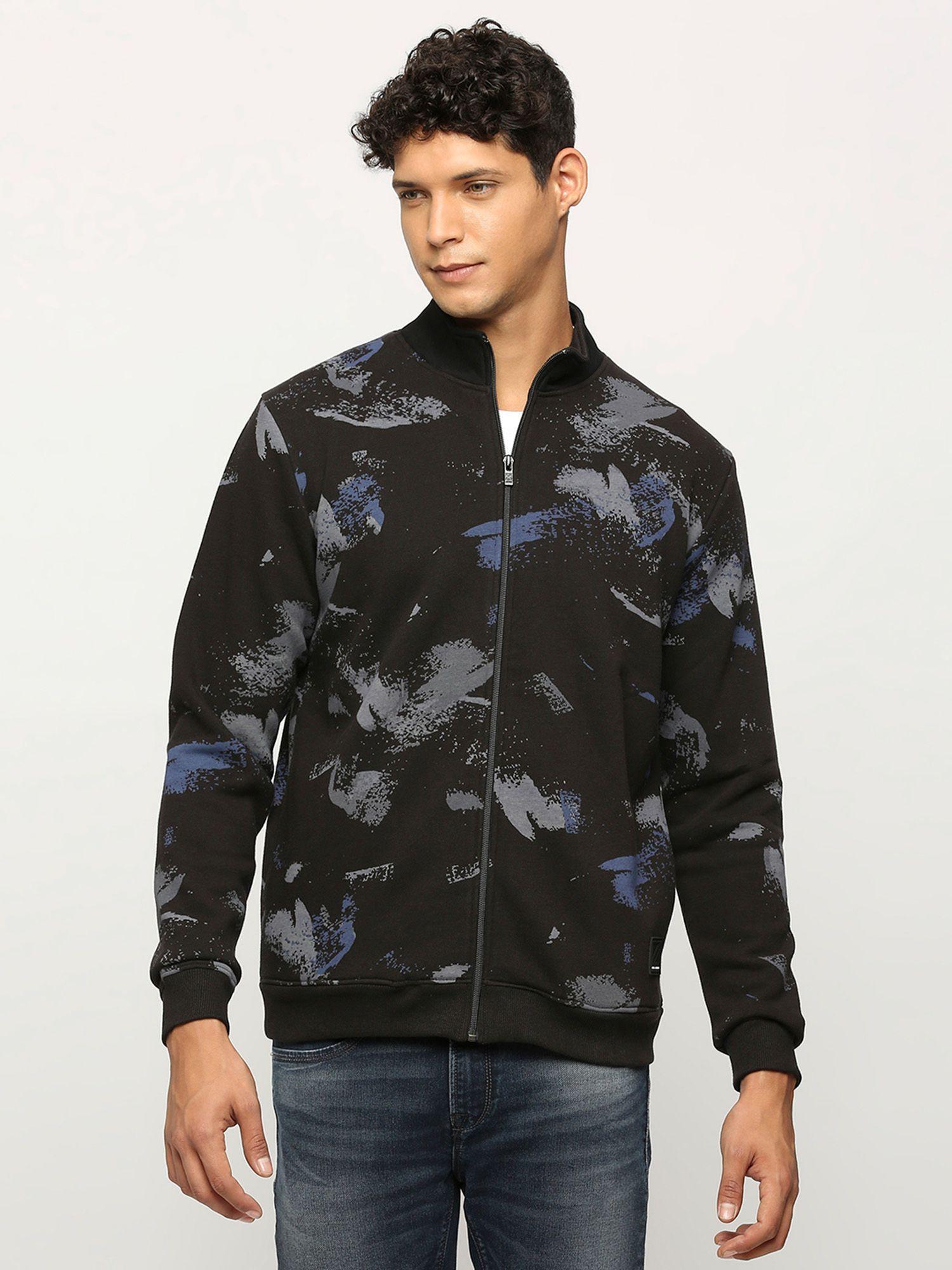 korbin all over printed zip-thru sweatshirt