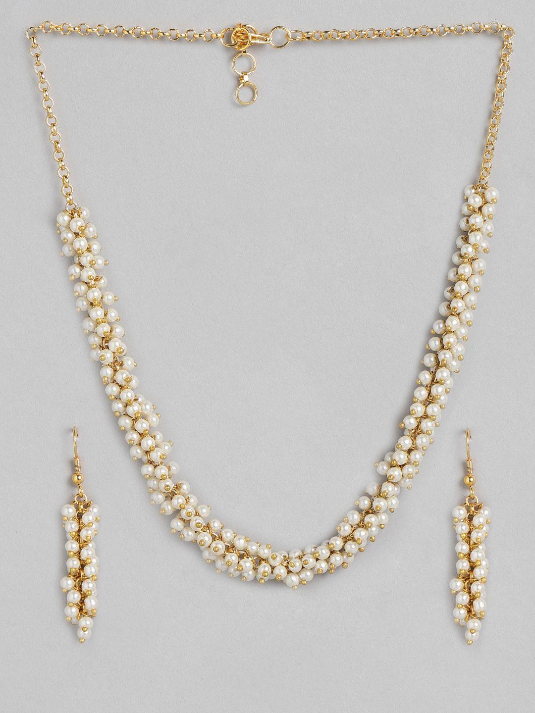 kord store woman gold plated pearl moti princess design necklace set