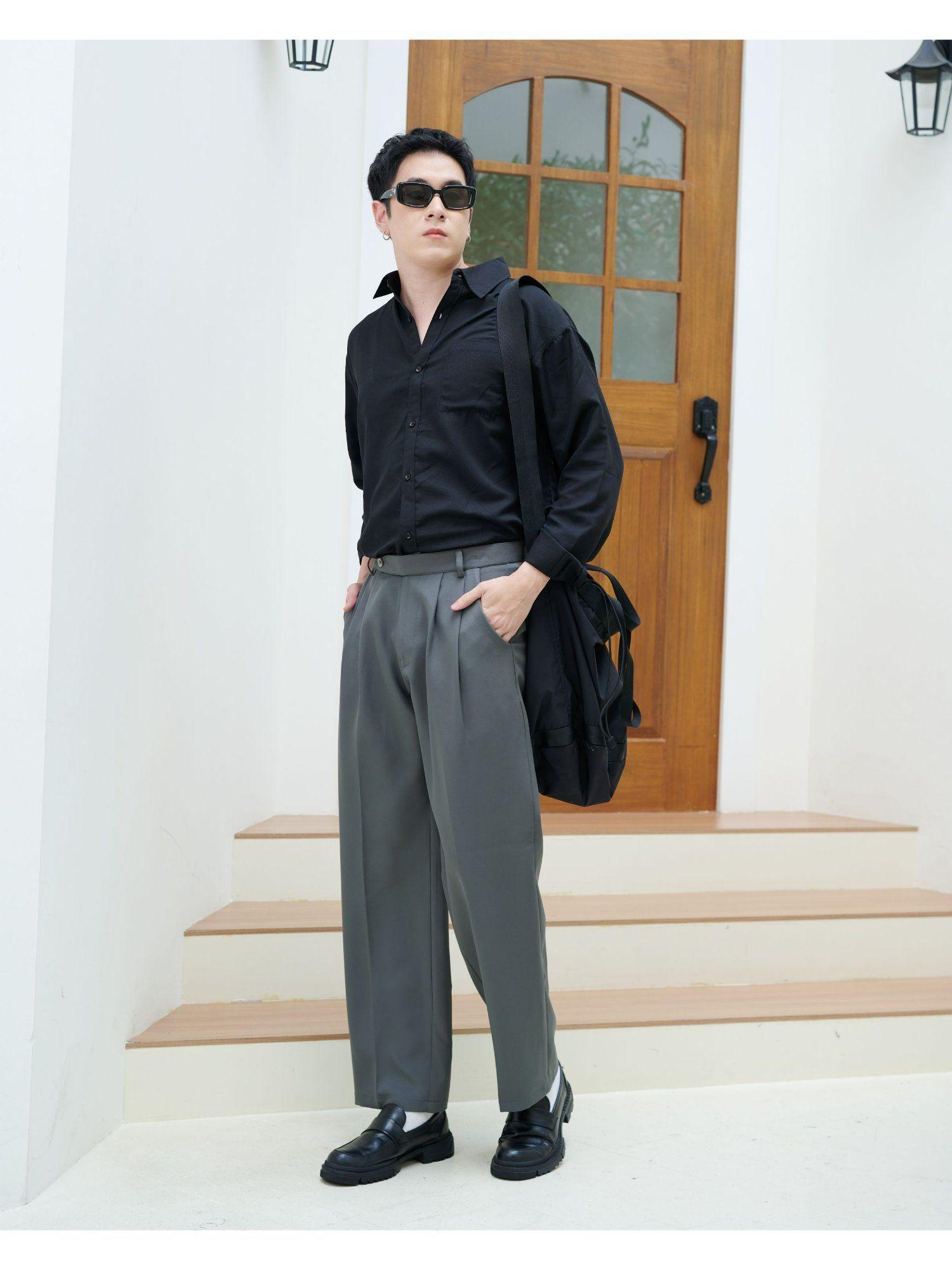 korean baggy loose fit pants for men - grey