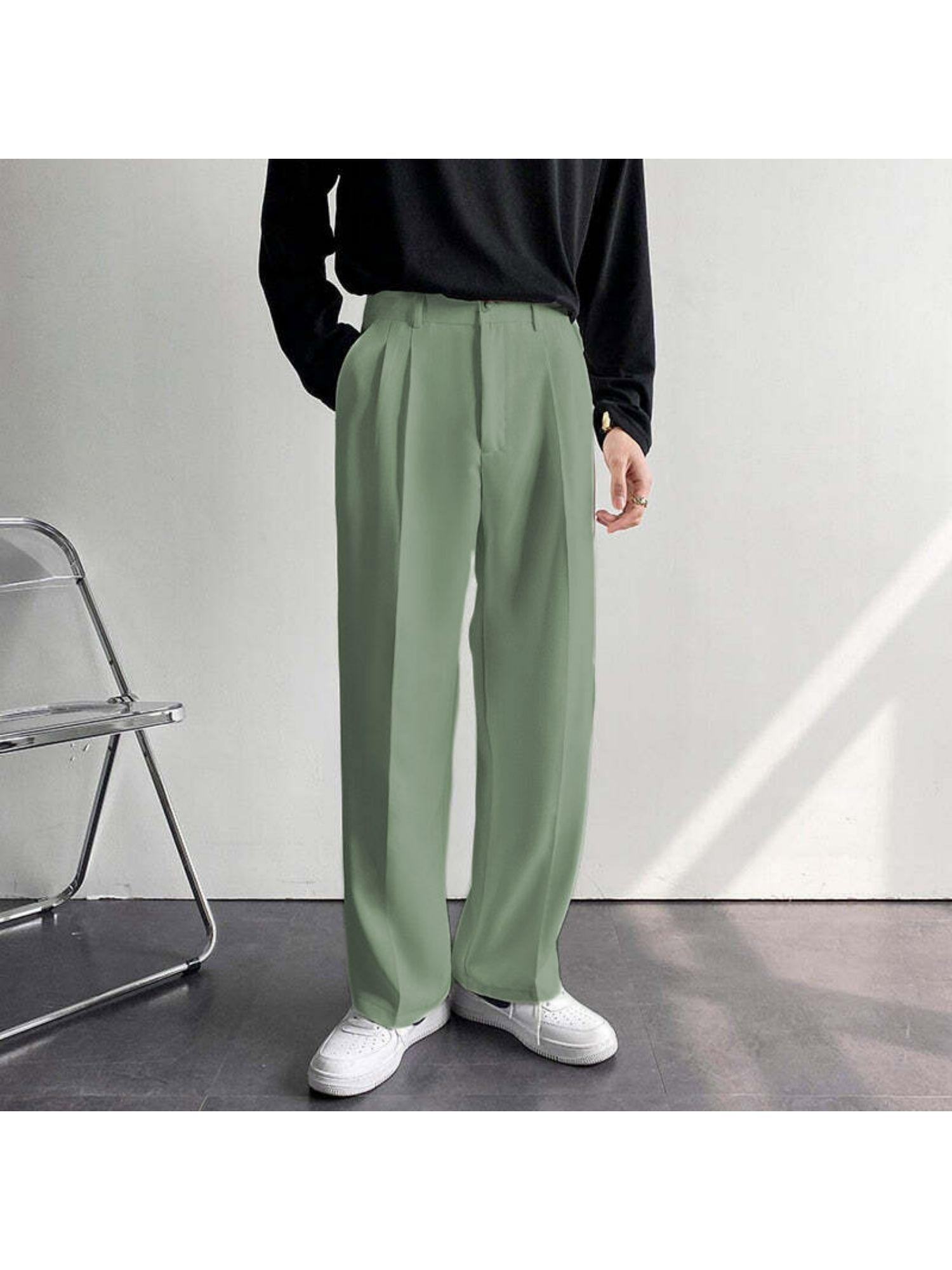 korean baggy loose fit pants for men sage green