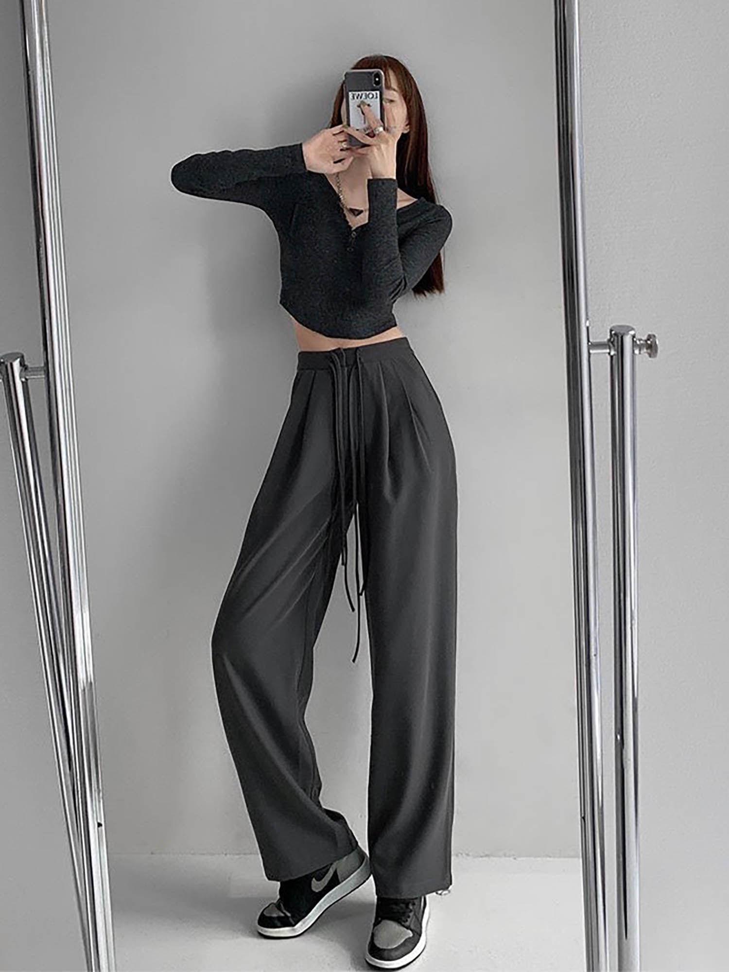 korean street style baggy fit pants-ash grey