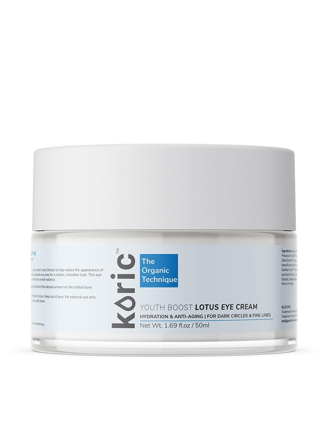 koric youth boost lotus eye cream with 0.5% vitamin e & cucumber extract 50 ml