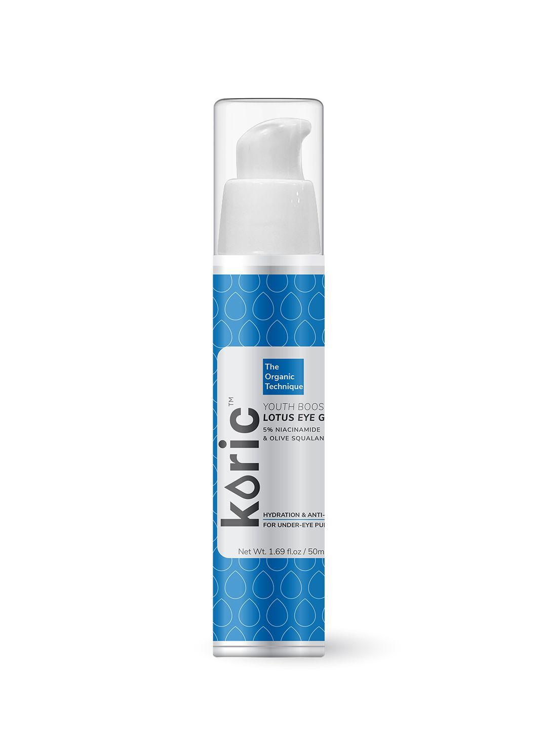 koric youth boost lotus eye gel with 5% niacinamide & olive squalane 50 ml