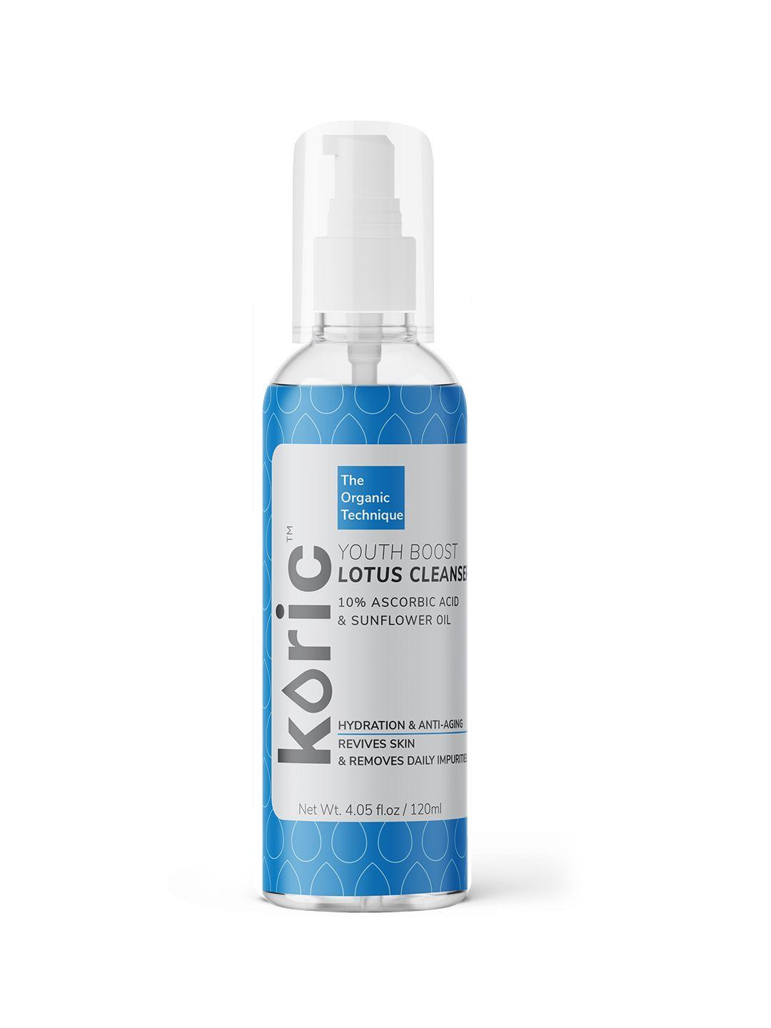 koric youth boost lotus face cleanser with 10% ascorbic acid & sunflower oil 120 ml