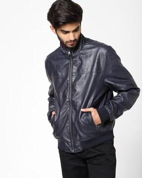 kory zip-front biker jacket with insert pockets