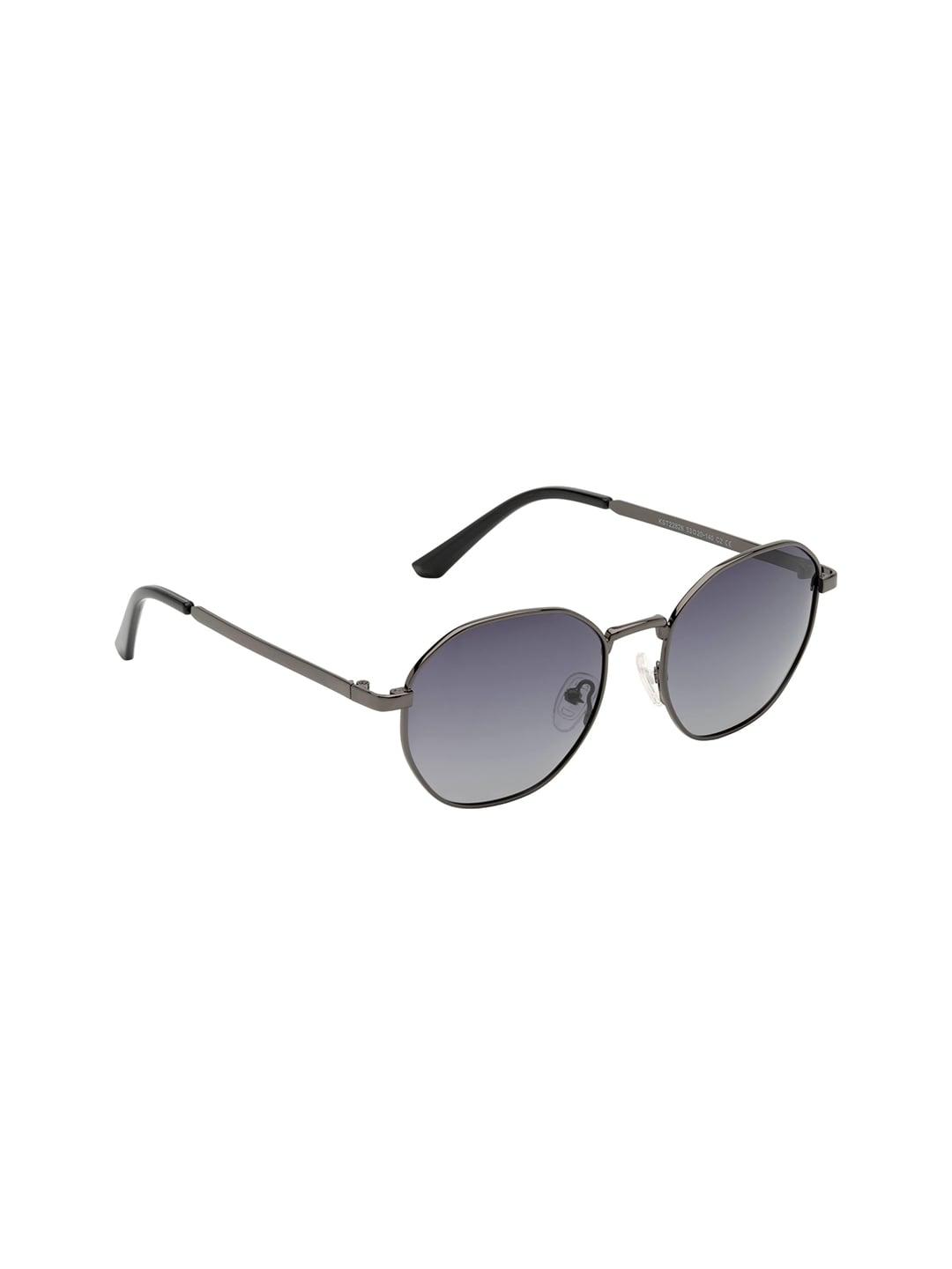 kosch elemente men grey lens & silver-toned oval sunglasses with polarised lens