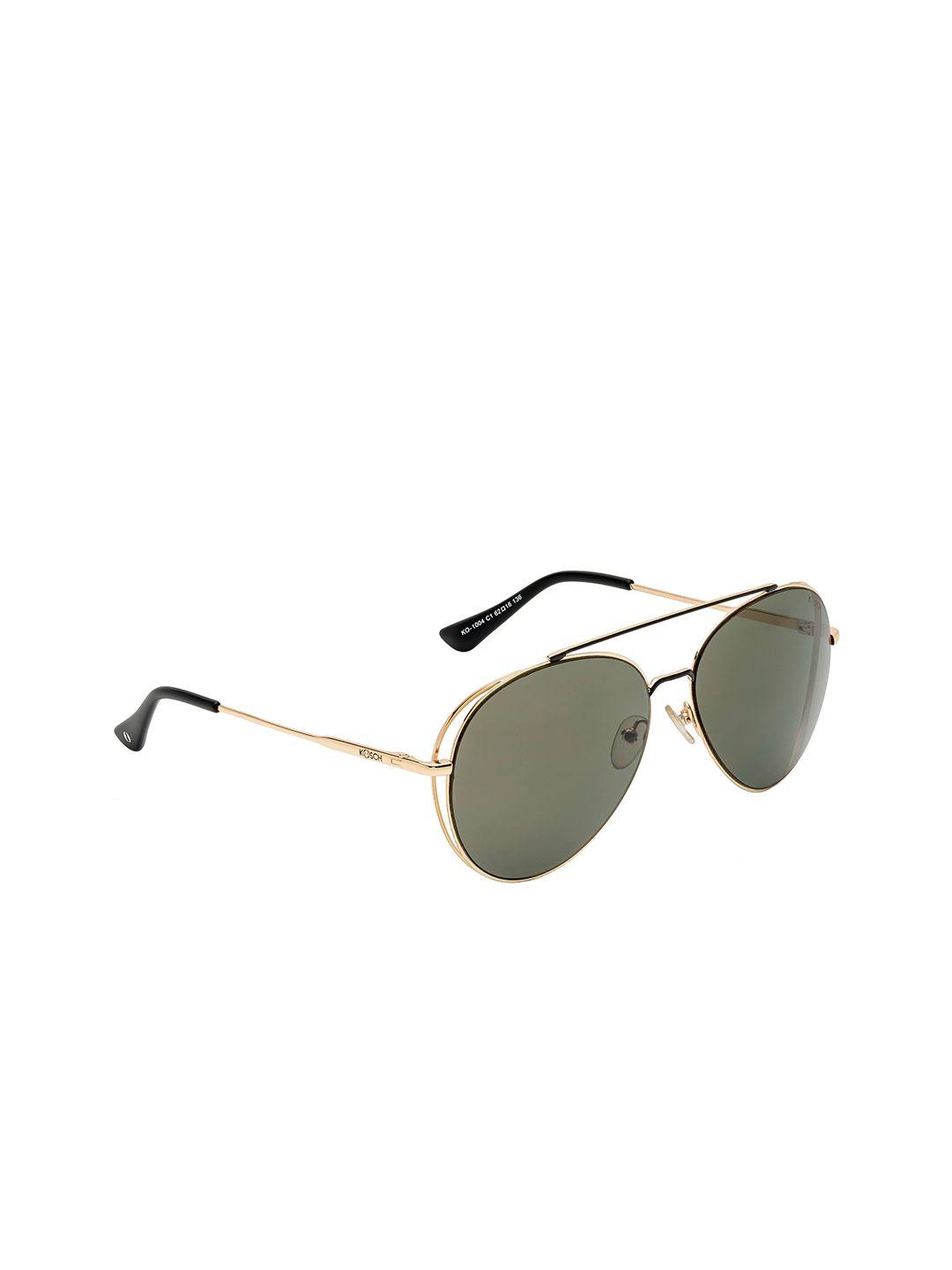 kosch elemente men green lens & gold-toned aviator sunglasses - ko 1004