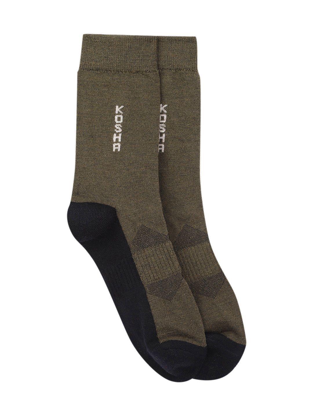 kosha men olive & black merino technical woolen socks