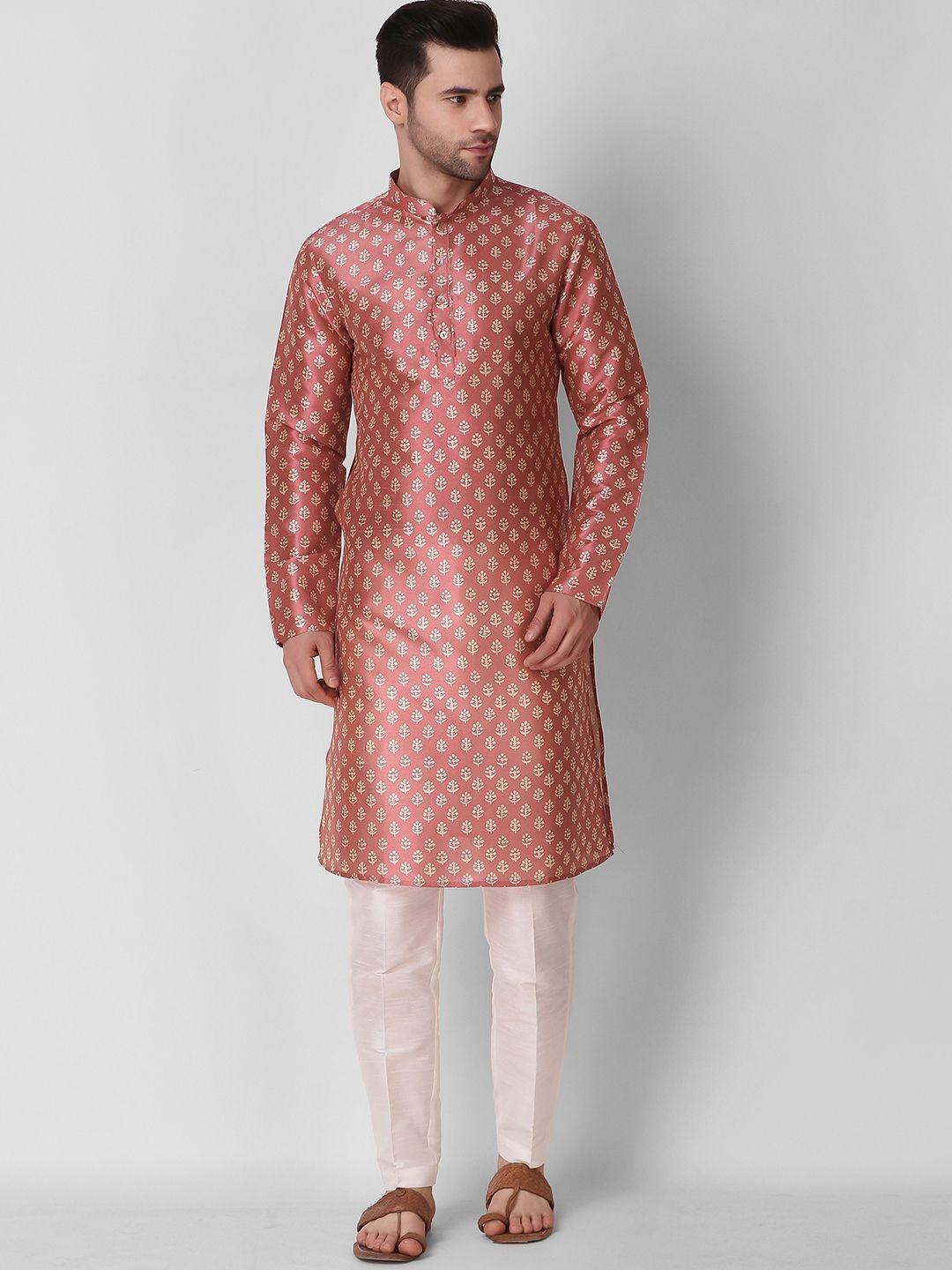 koshin men rust ethnic motifs thread work kurta