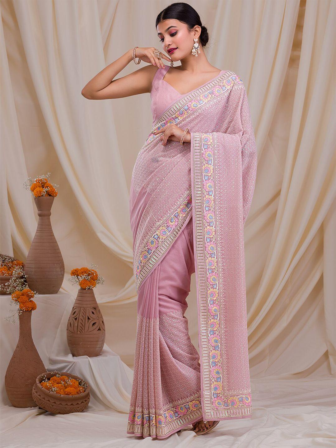 koskii abstract embroidered sequinned saree