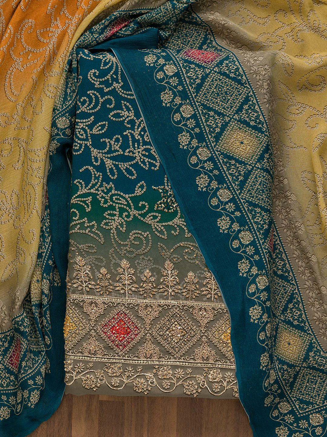 koskii bandhani printed semi-stitched dress material