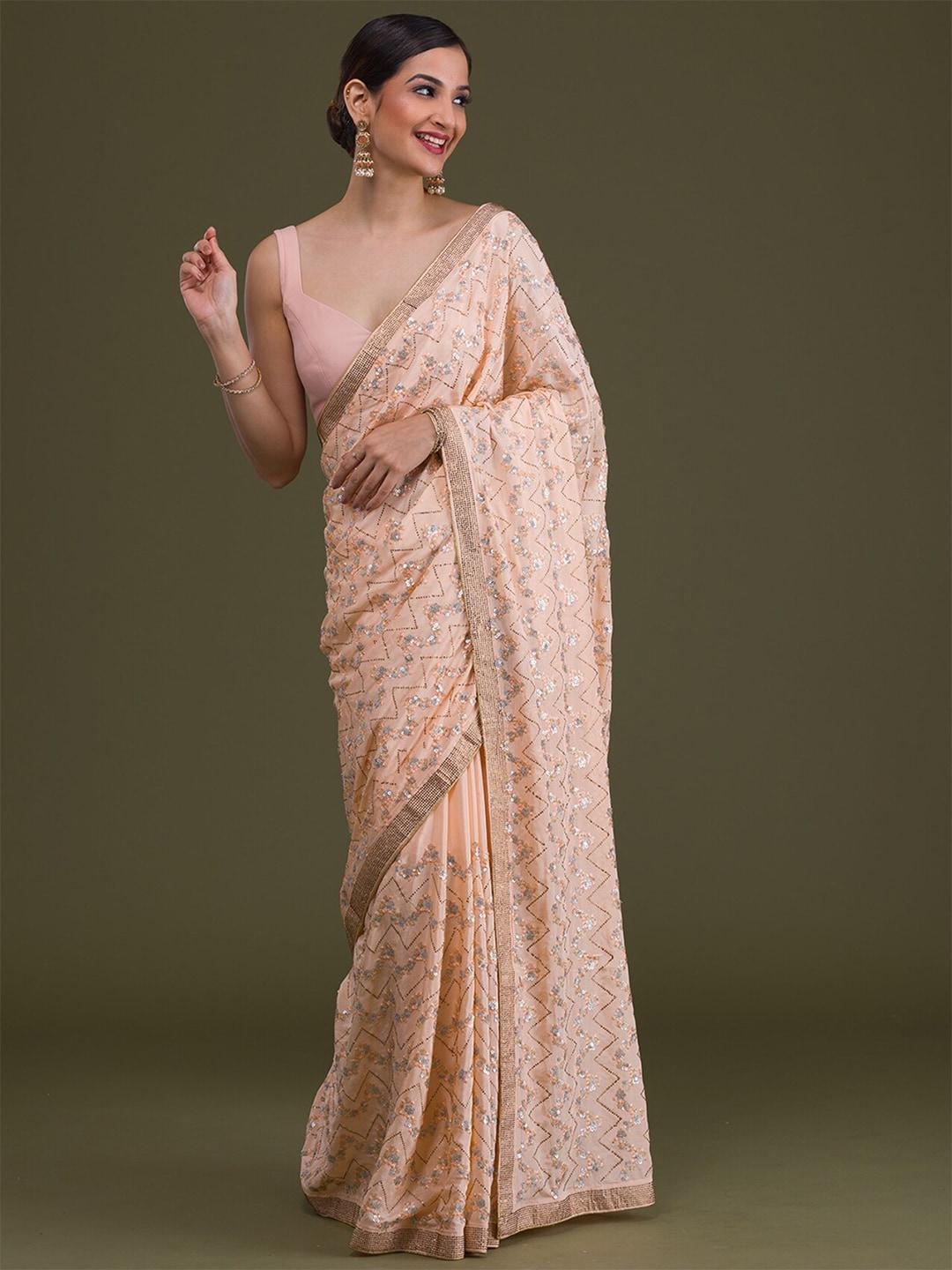 koskii embellished sequinned saree