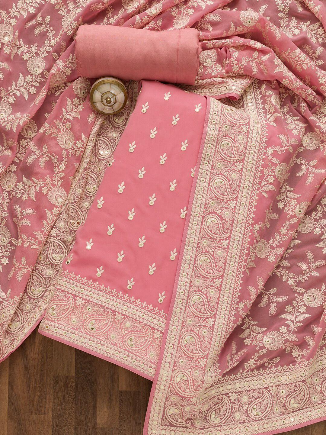 koskii embroidered semi-stitched dress material