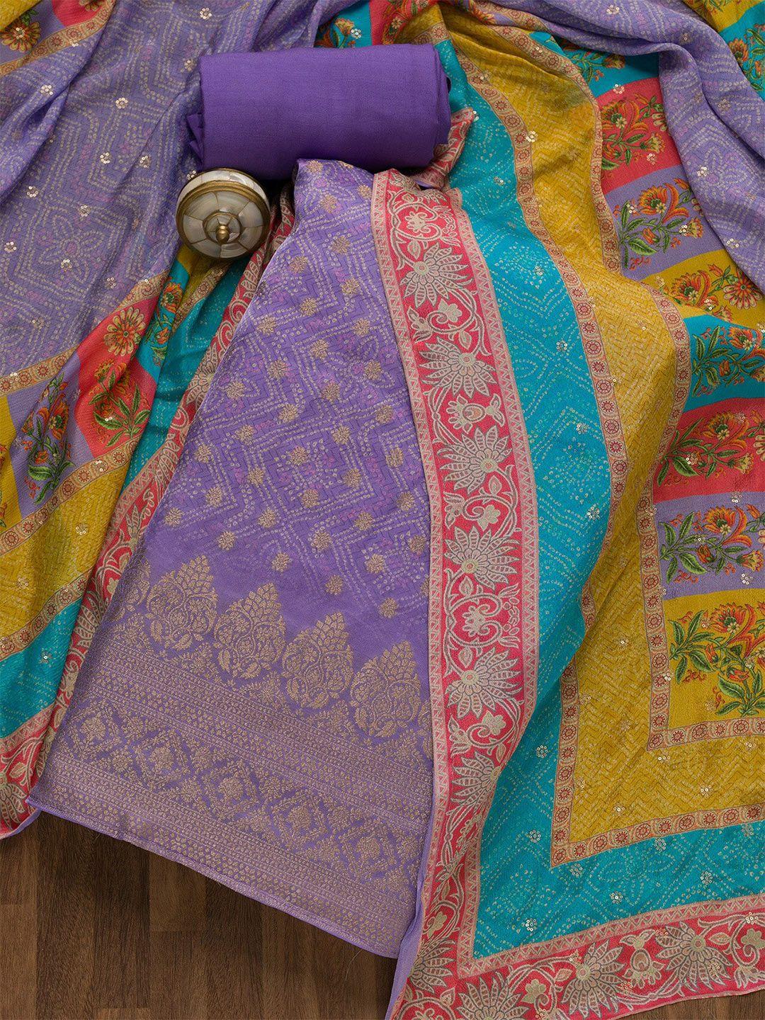 koskii pethnic motifs printed unstitched pure cotton dress material