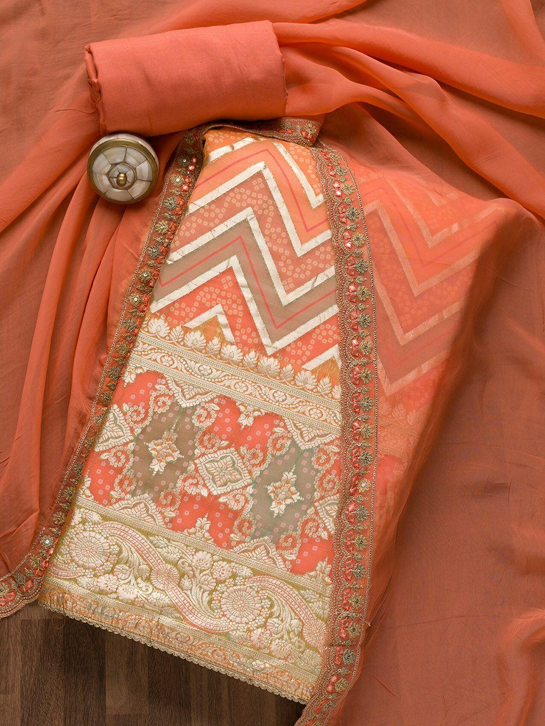 koskii rust printed unstitched dress material