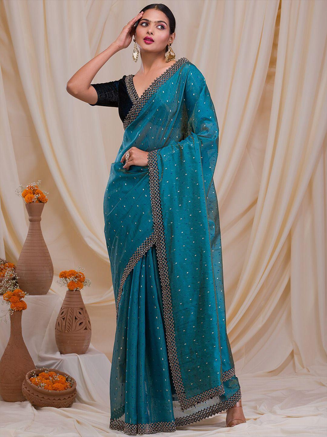 koskii embellished beads and stones tissue saree