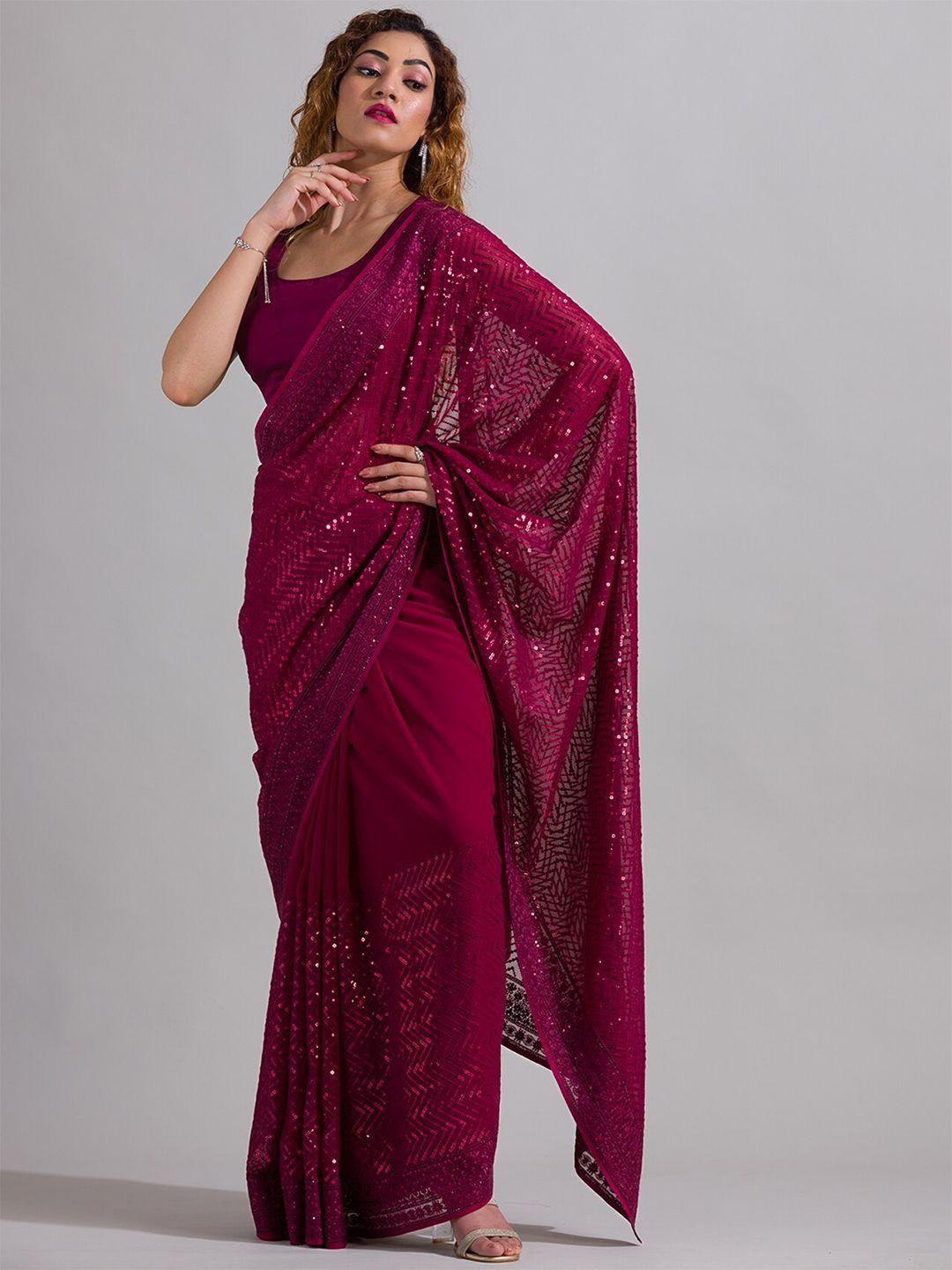 koskii embellished sequinned saree