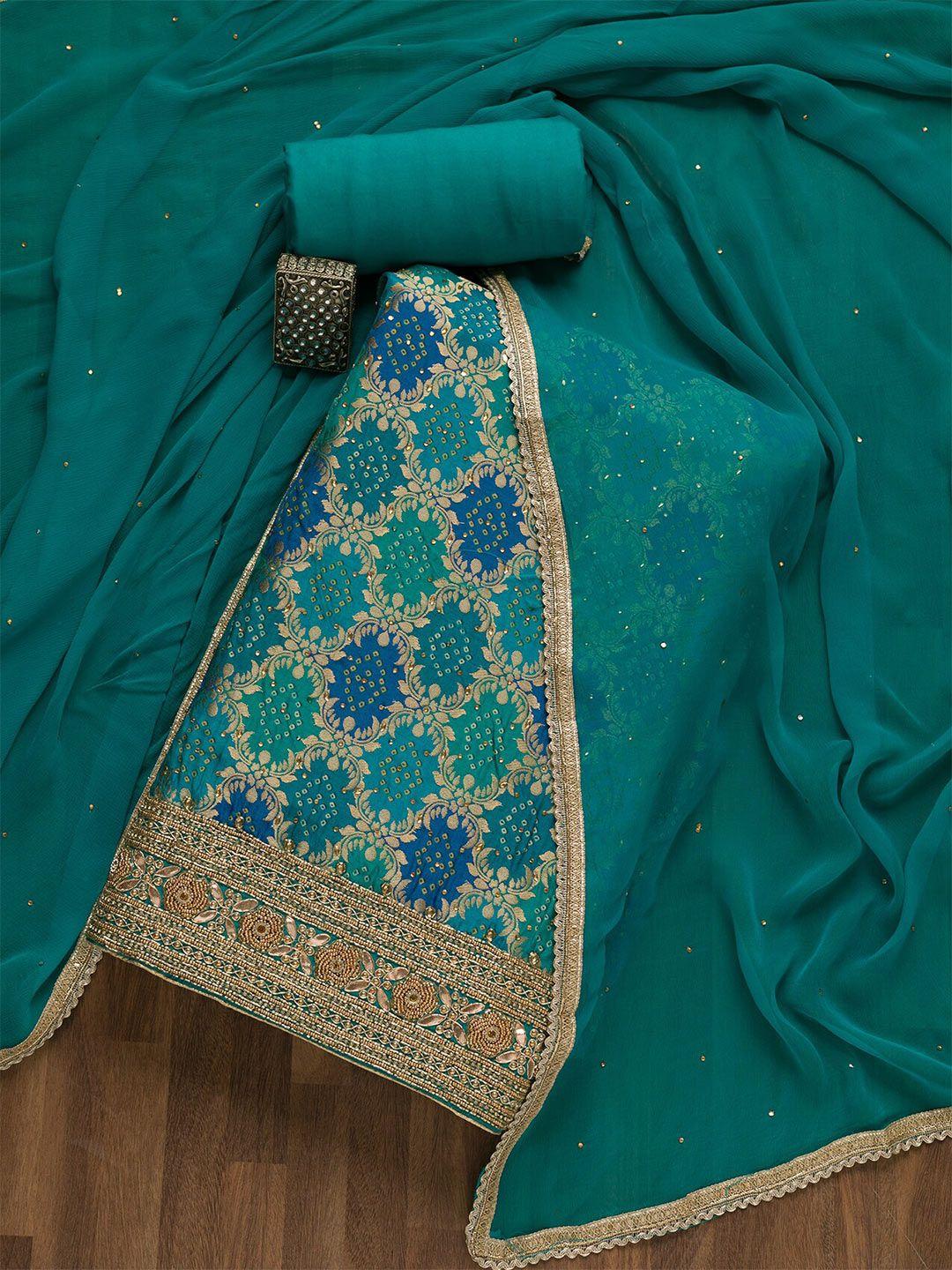 koskii ethnic motifs embroidered velvet unstitched dress material