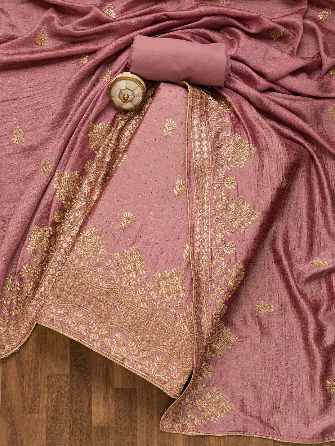 koskii ethnic motifs embroidered zari unstitched dress material