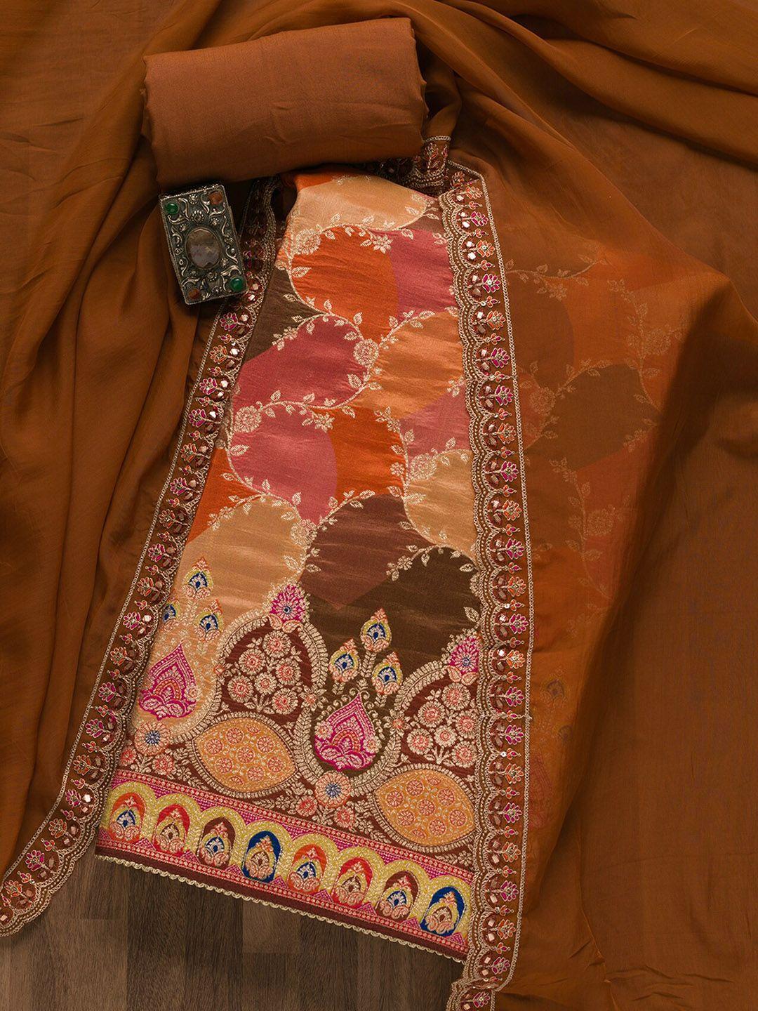koskii ethnic motifs woven design velvet unstitched dress material