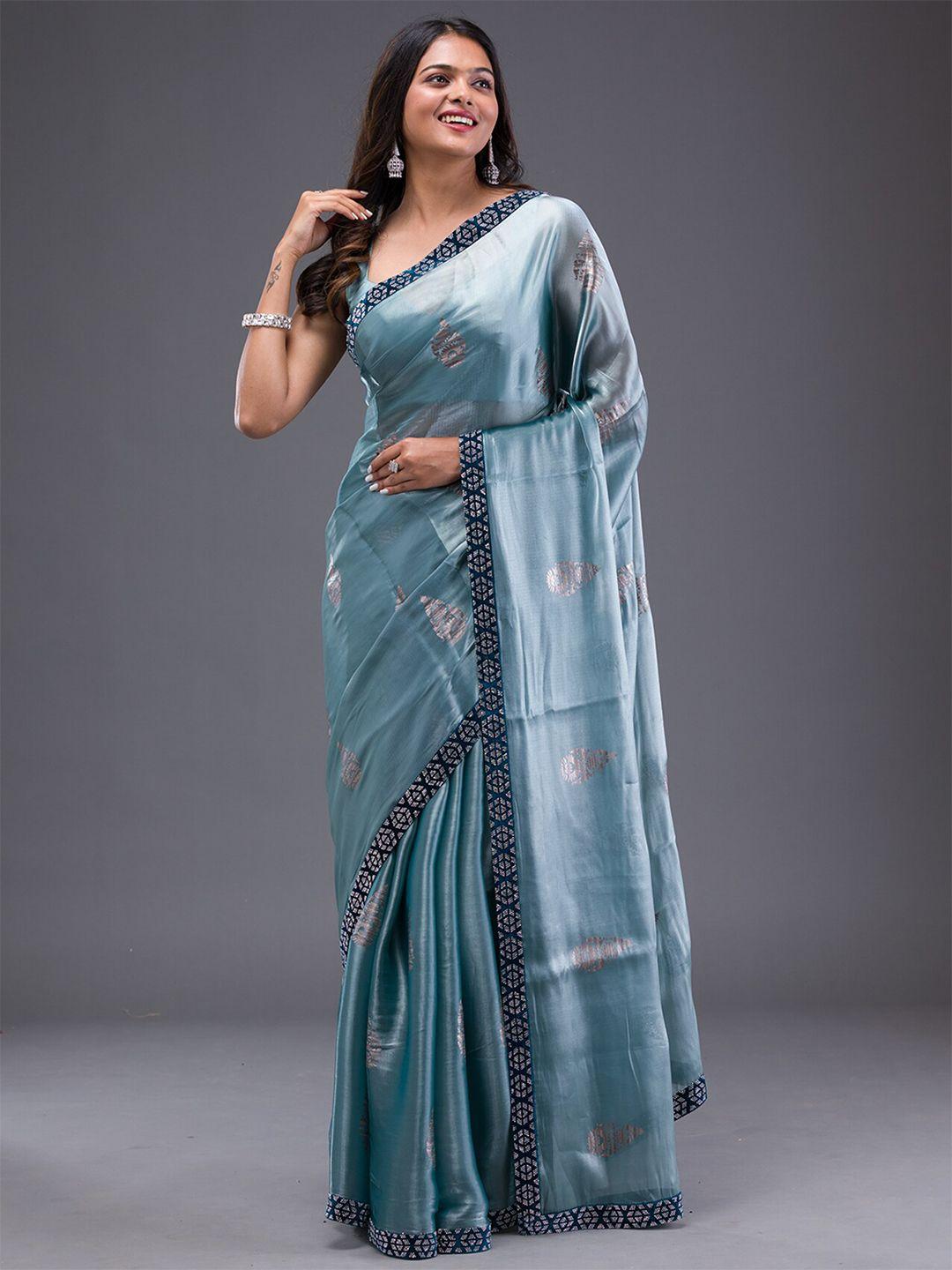 koskii floral beads and stones poly chiffon saree