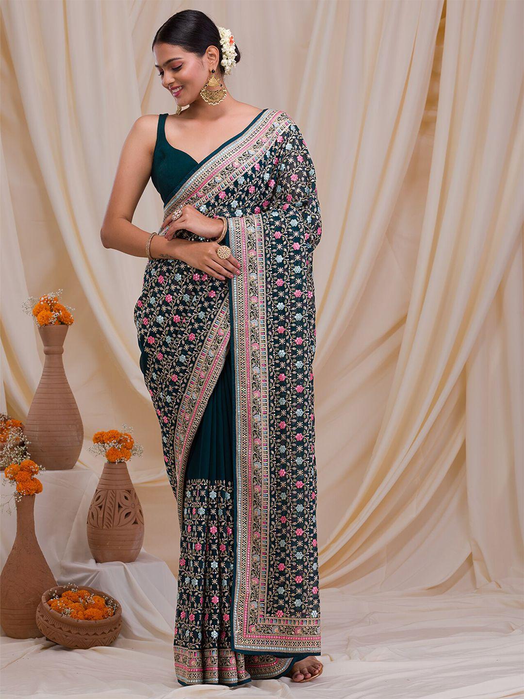 koskii floral embellished embroidered saree