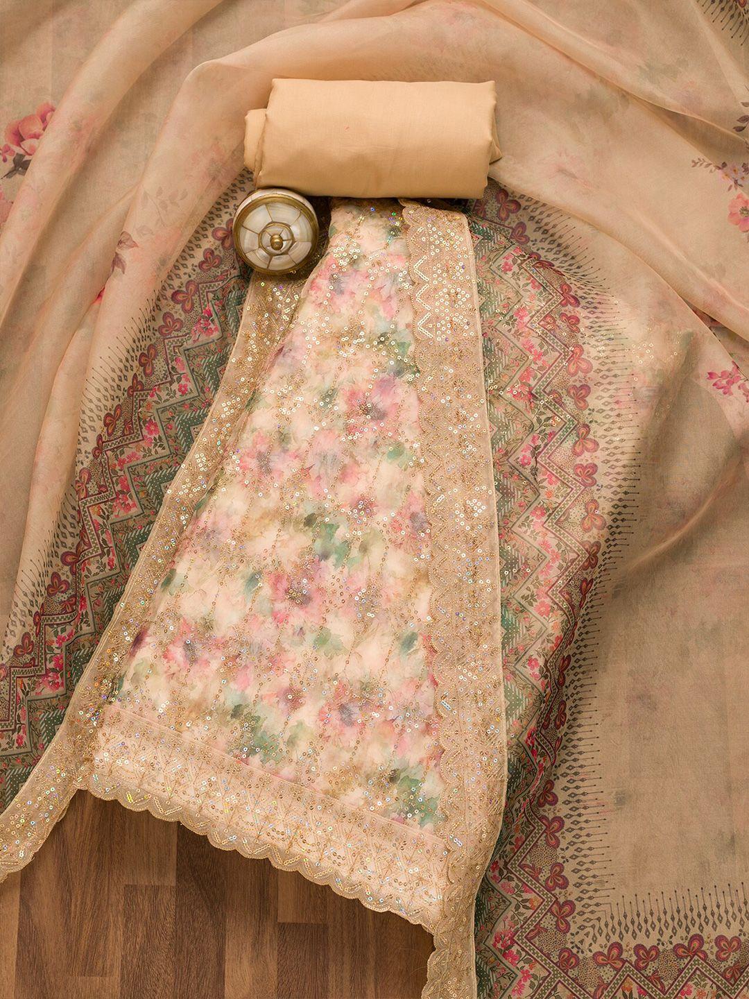 koskii floral embellished sequinned unstitched dress material