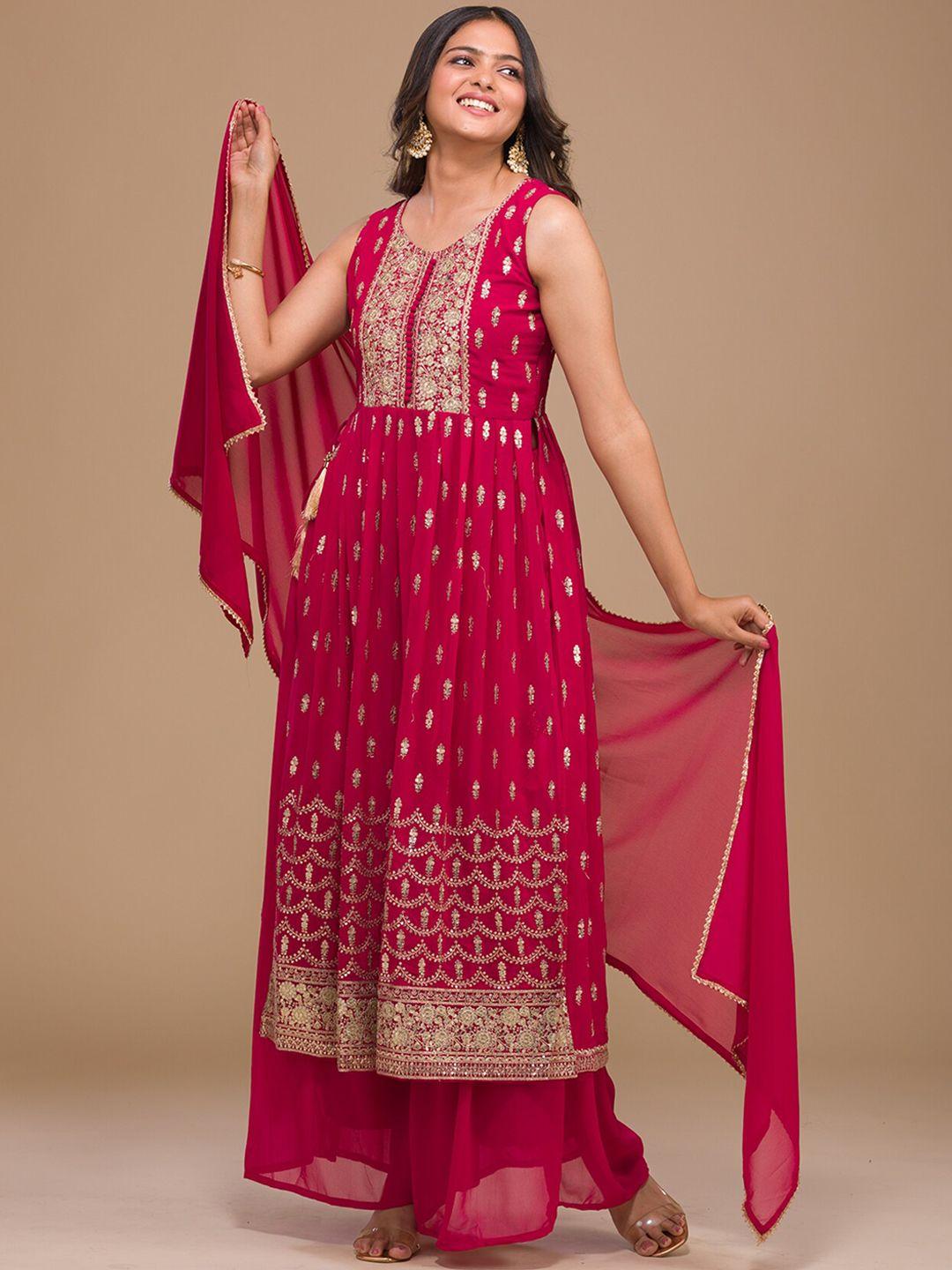 koskii floral embroidered empire kurta with palazzos & dupatta