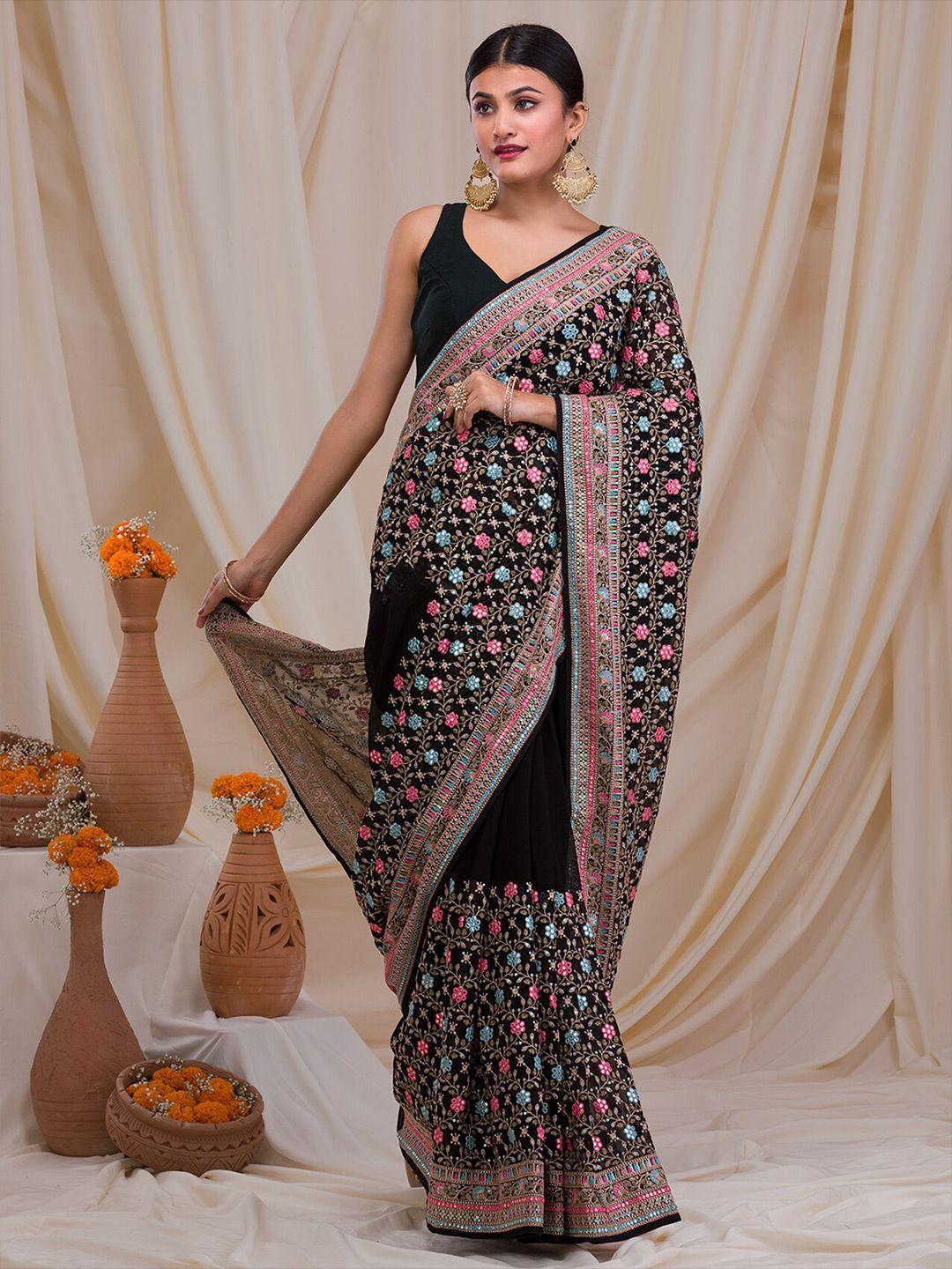 koskii floral embroidered georgette saree