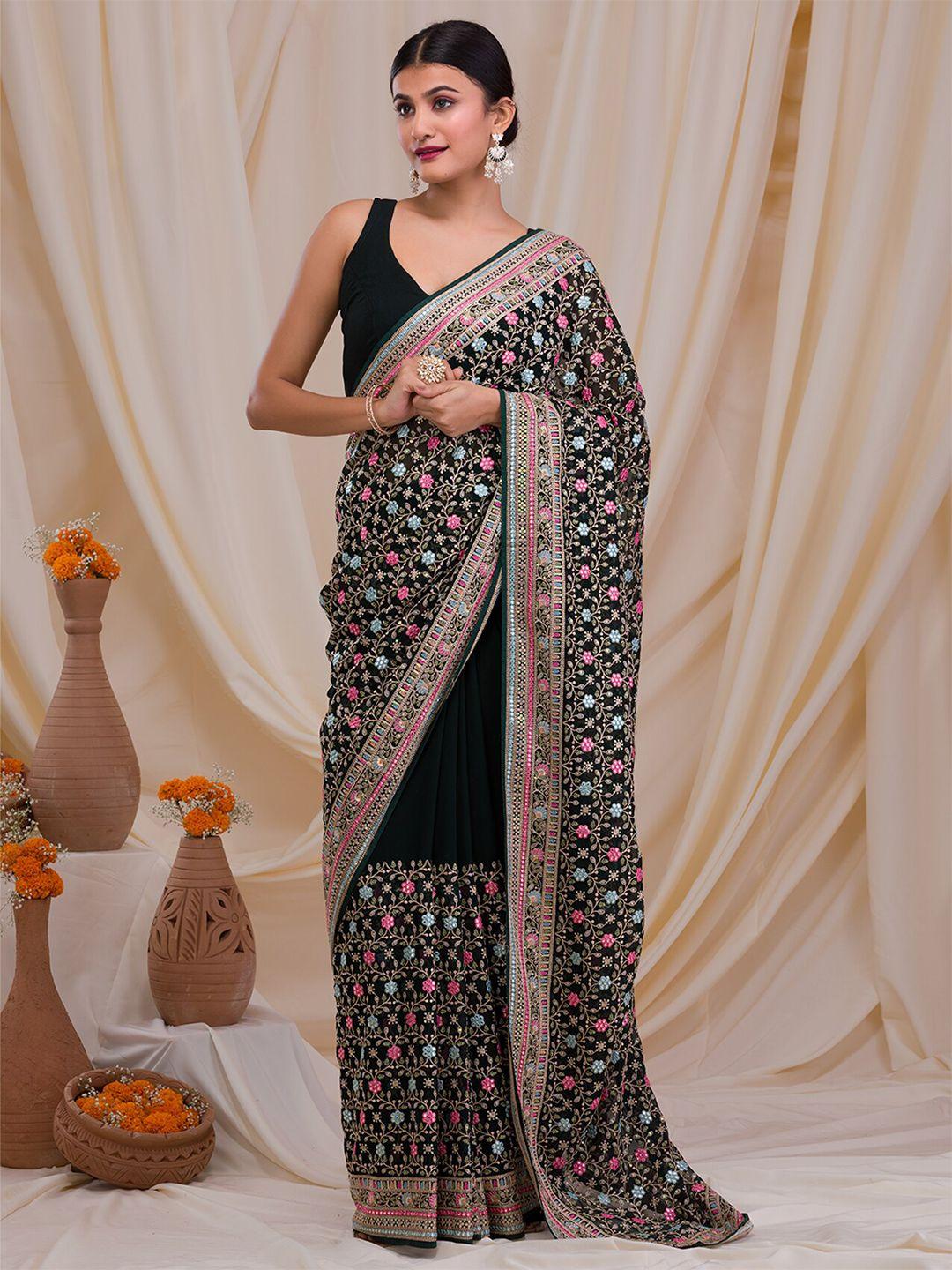 koskii floral embroidered georgette saree