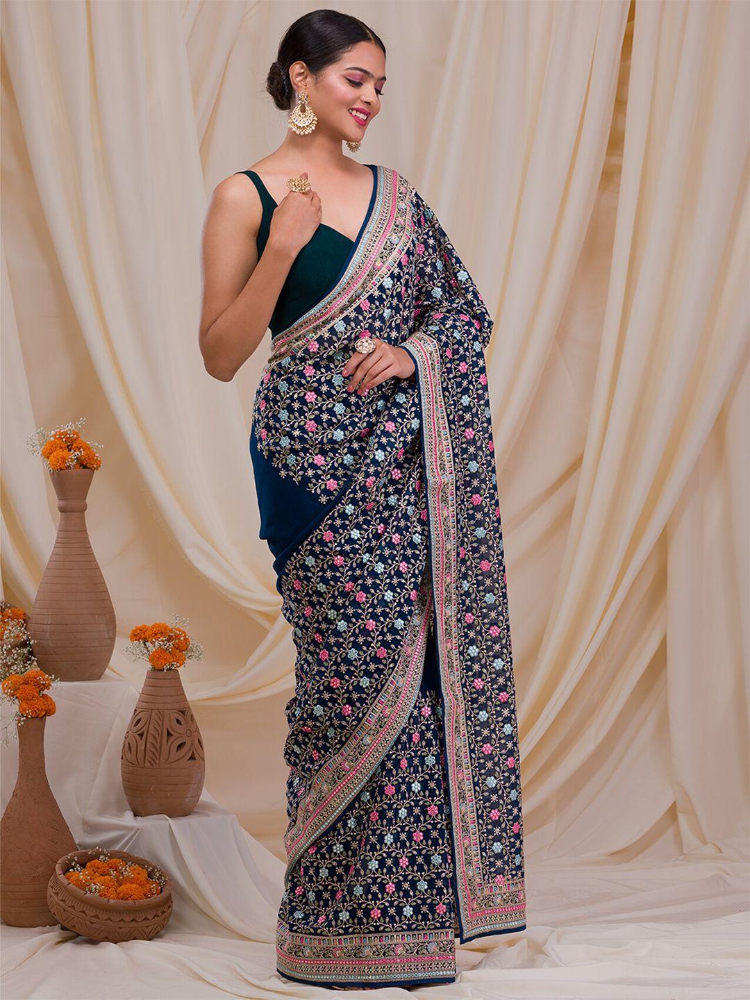 koskii floral embroidered georgette saree