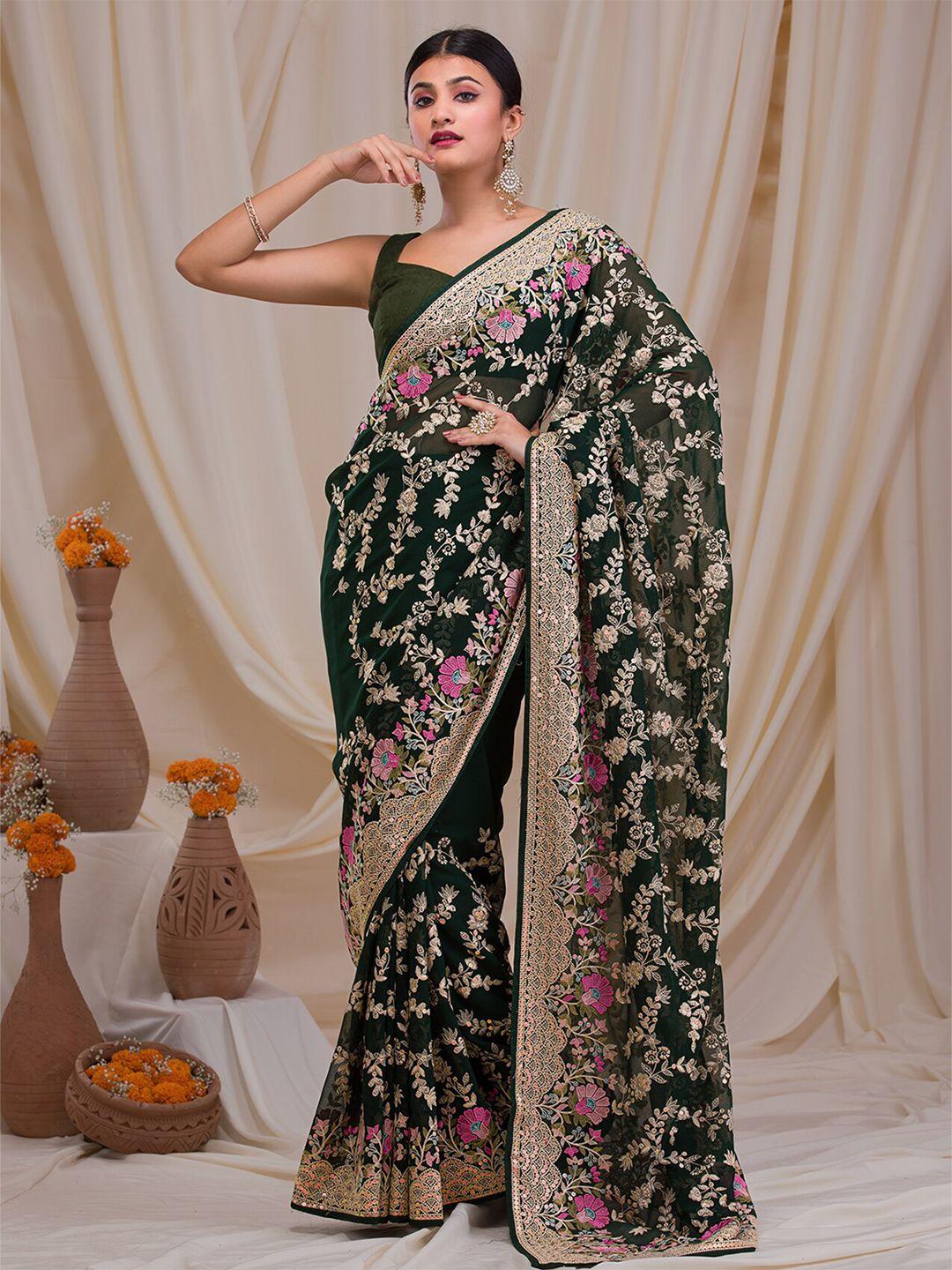 koskii floral embroidered saree