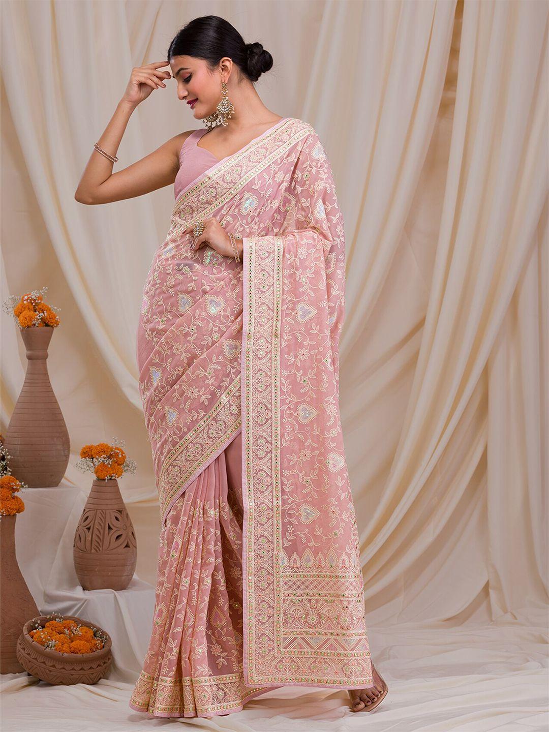 koskii floral embroidered saree