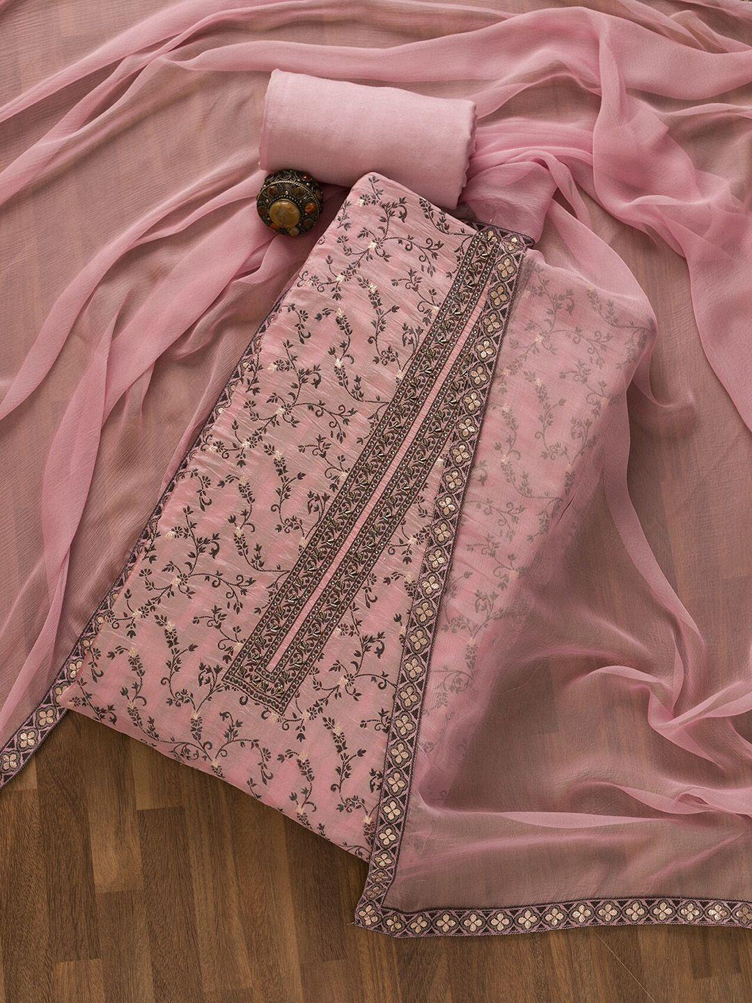 koskii floral printed art silk unstitched dress material
