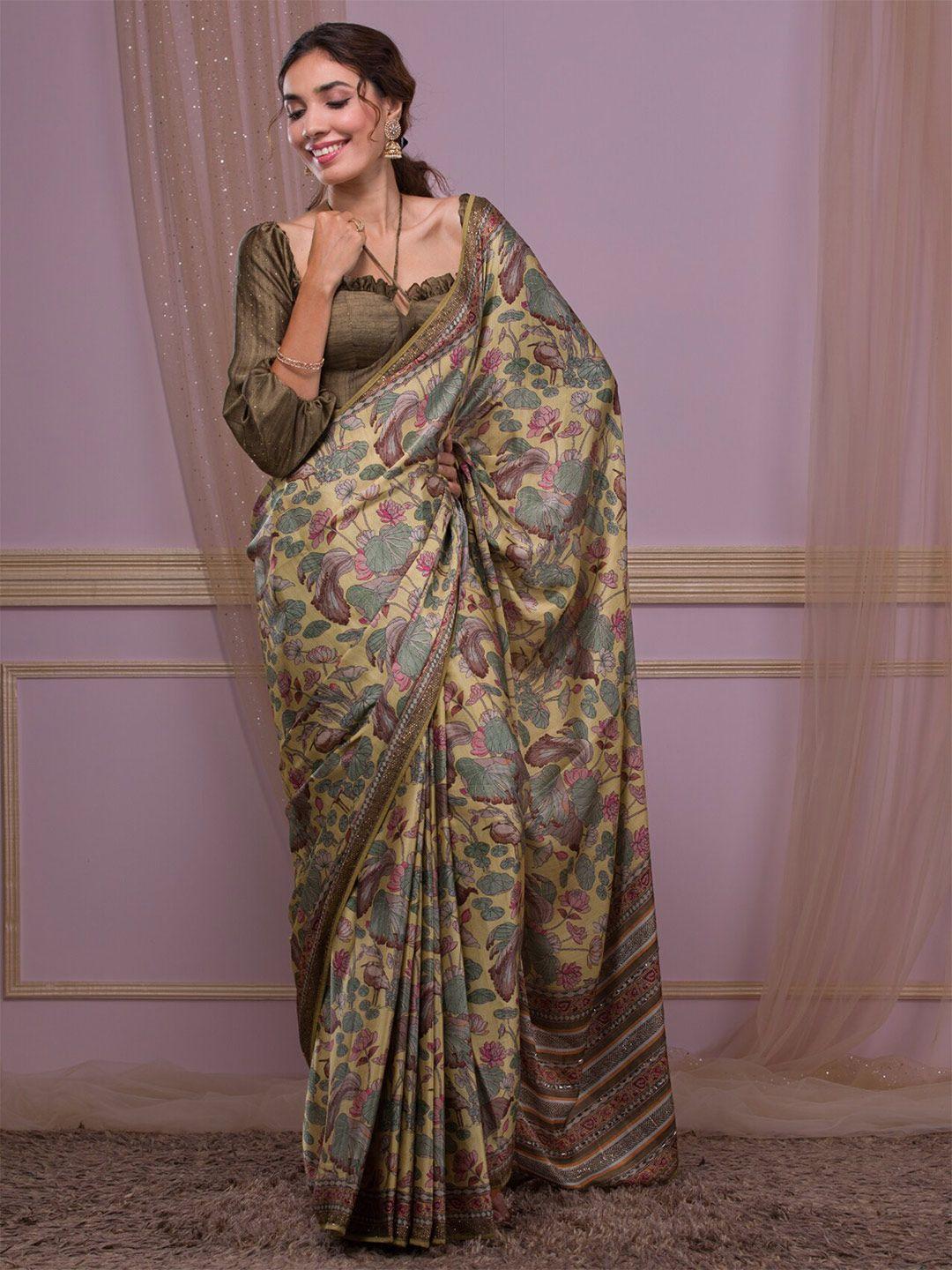 koskii floral printed embellished saree