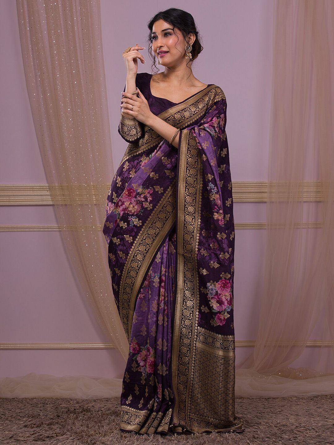 koskii floral woven design zari banarasi saree