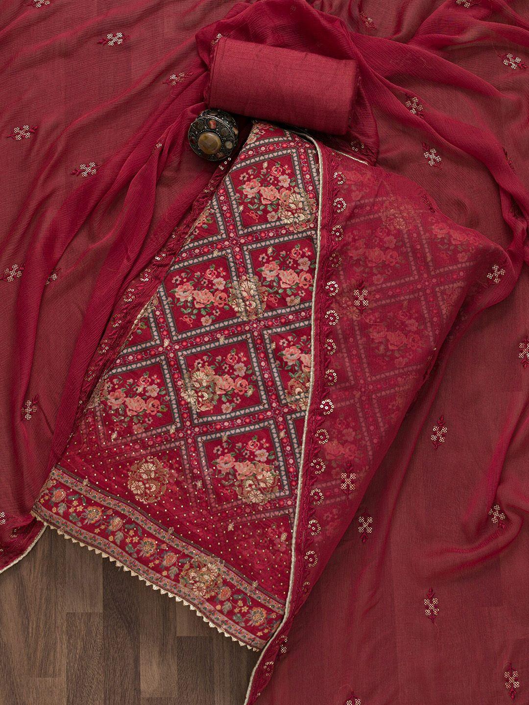koskii printed art silk unstitched dress material
