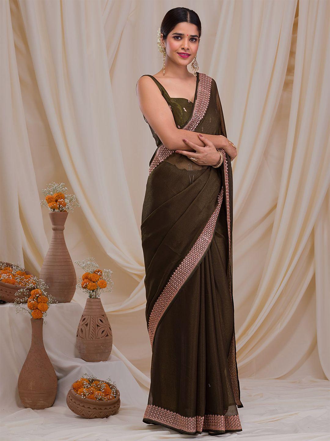 koskii zardozi saree with embroidered