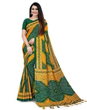 kota doria cotton printed traditional saree with blouse piece