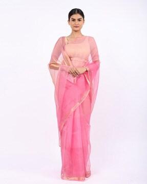 kota doria woven saree with blouse piece