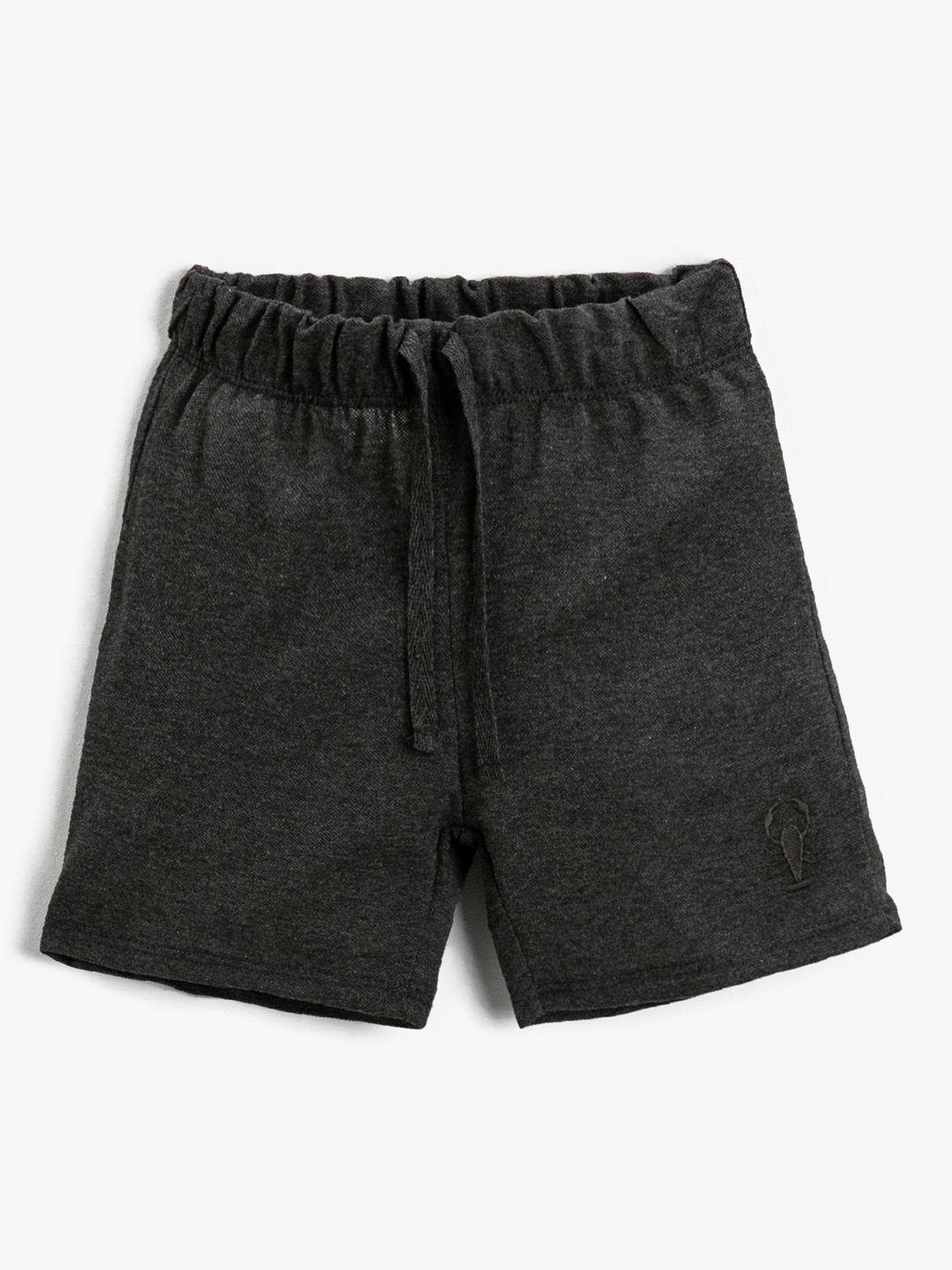 koton boys charcoal grey solid shorts