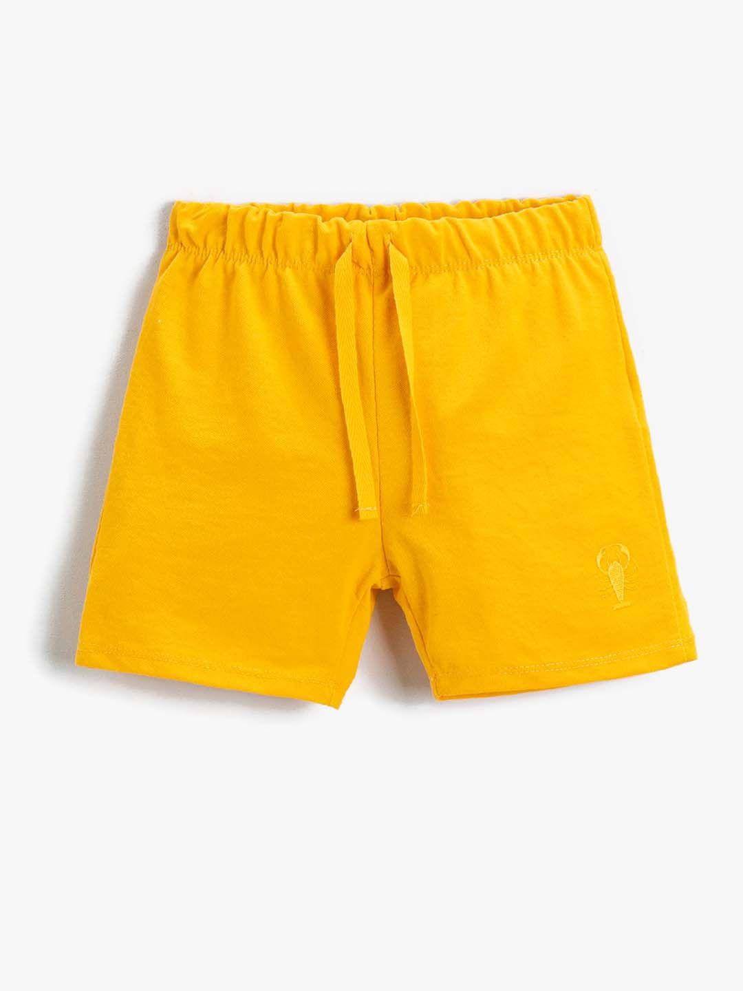 koton boys mustard yellow solid shorts