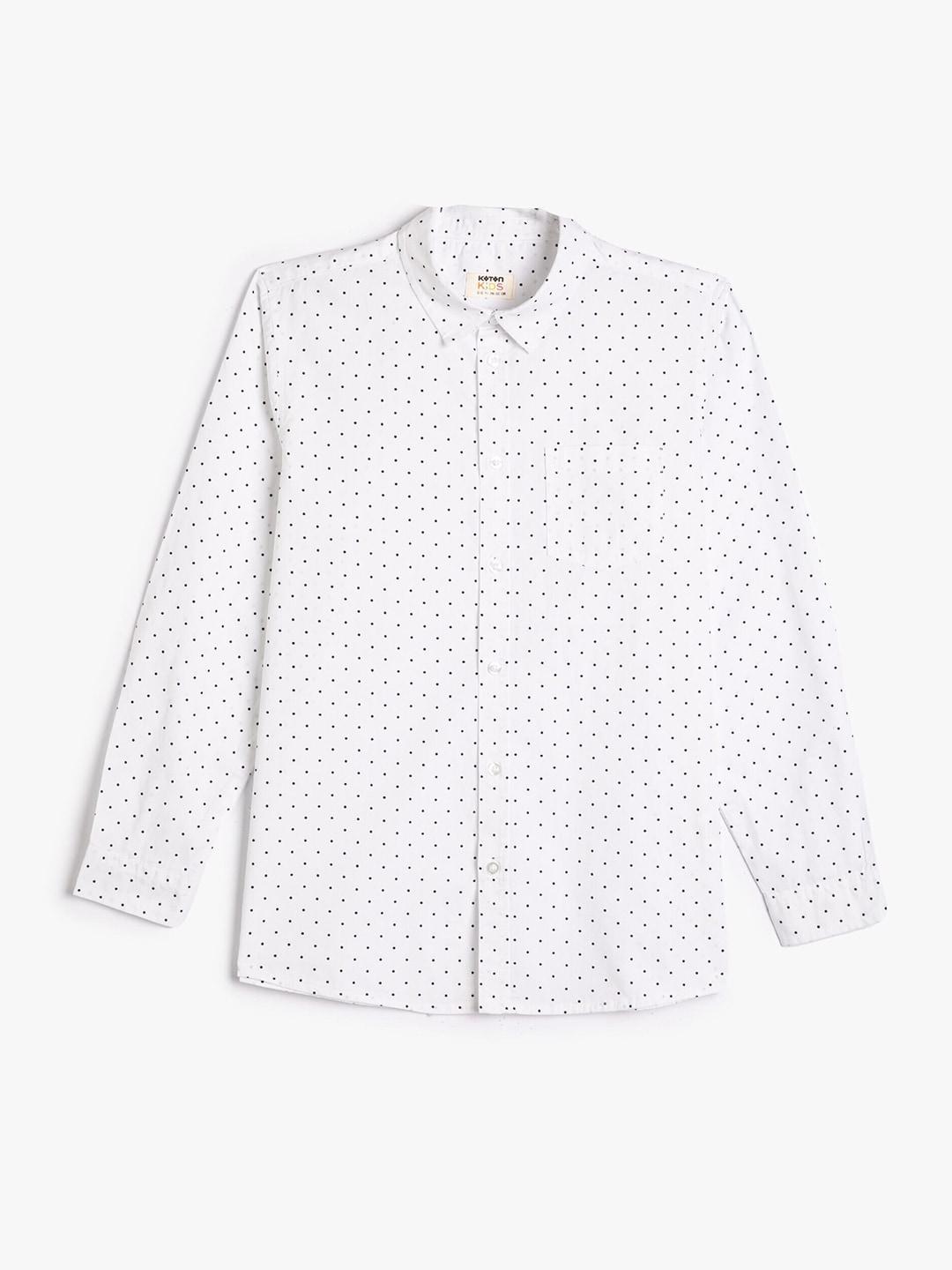 koton boys opaque printed pure cotton casual shirt