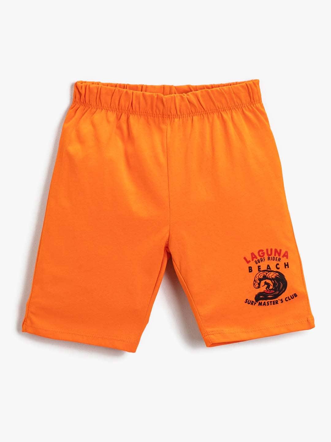 koton boys orange pure cotton printed detail shorts