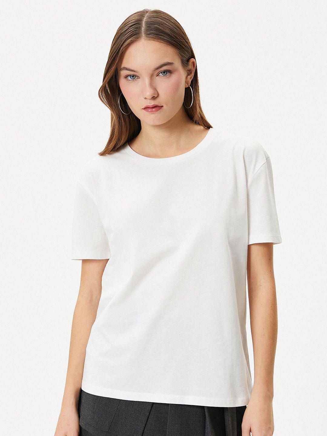 koton drop-shoulder sleeves pure cotton casual t-shirt