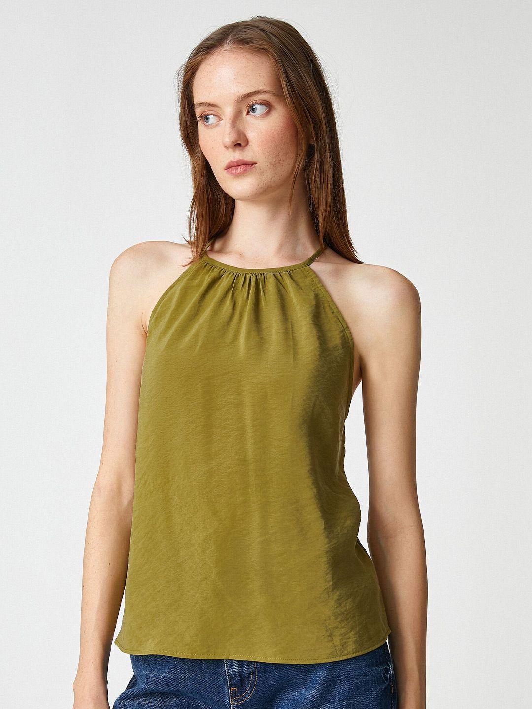 koton halter neck gathered or pleated top